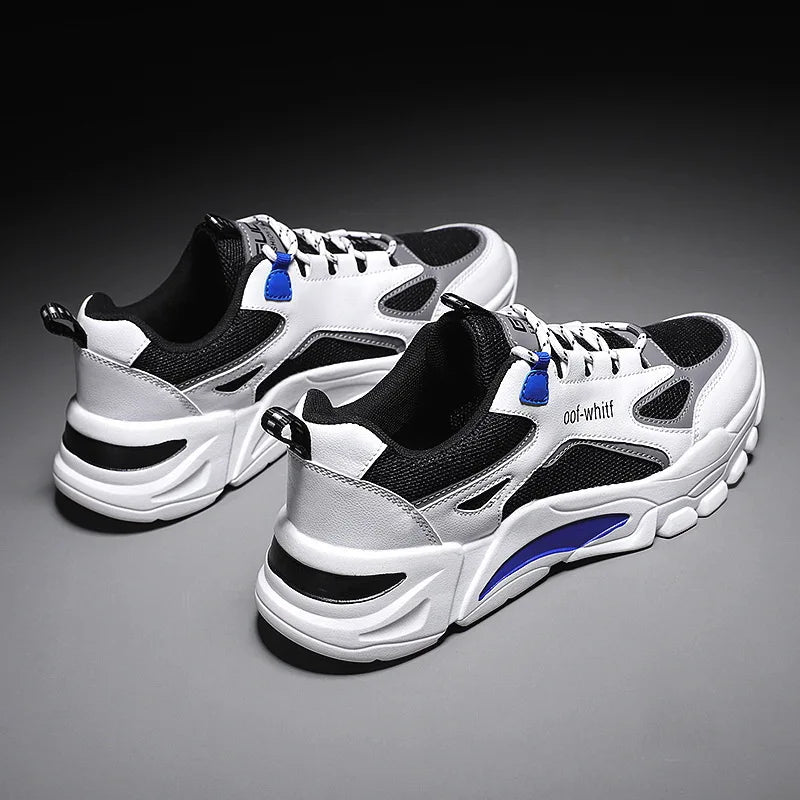 Summer 2025 New Men's Woven Mesh Running Shoes Breathable Elevated Chunky Sneakers Fashionable Korean Style Trendy