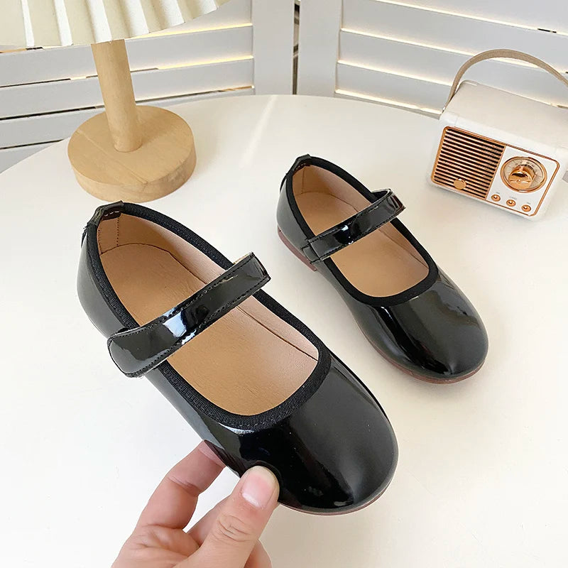 Children Princess Shoes Solid Color Concise Style Leisure Kids Flat Shoe Patent Leather Soft Flexiable Spring Girl's Shoe 27-36