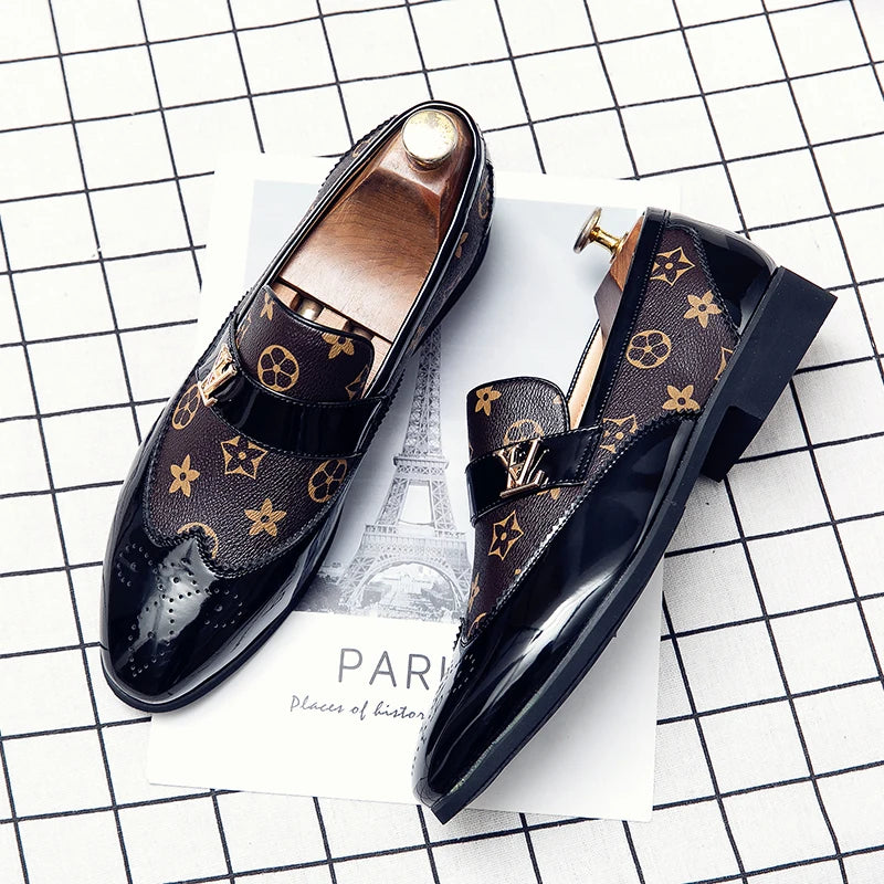 Doudou Shoes New Men's British Business Genuine Leather Slip-On Soft Leather Shoes Pointed Toe Hairstylist Versatile Trendy Shoe