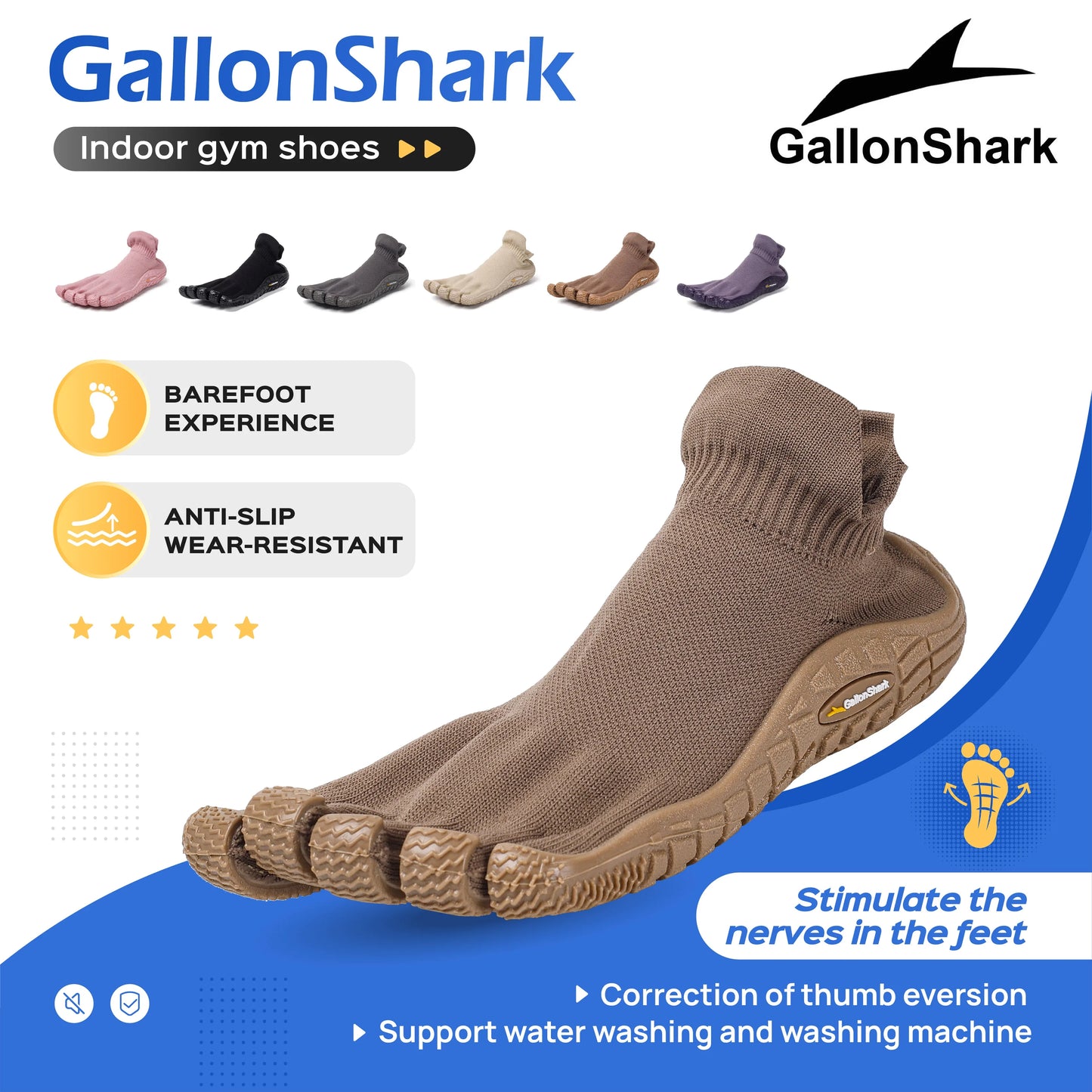 Five finger shoes, split toe shoes, men's and women's fitness soft soled shoes, Pilates yoga fitness barefoot shoes, beach shoes