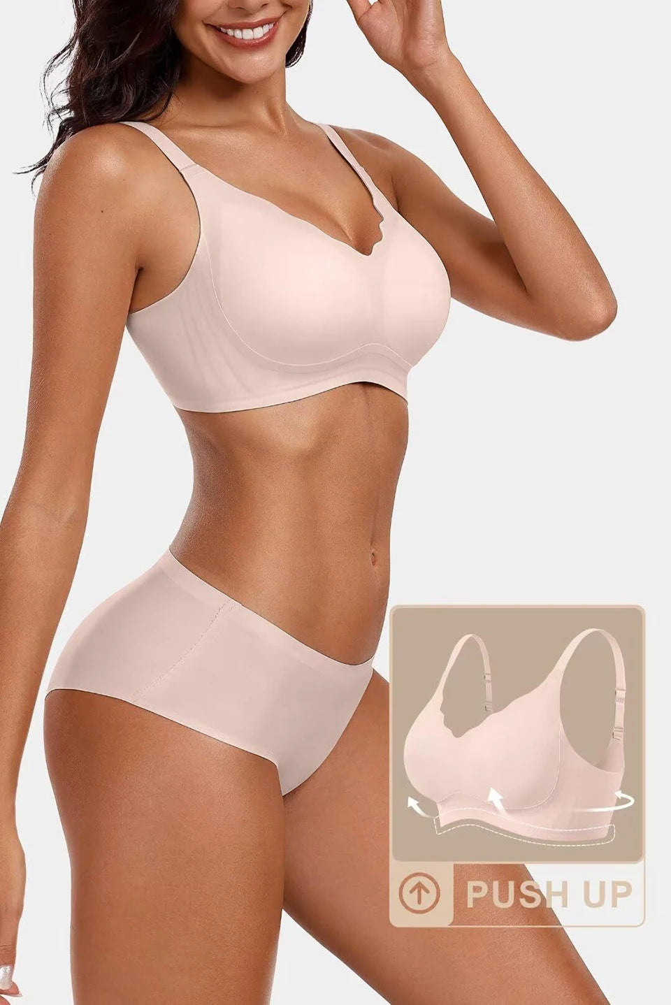 Women's Push Up Soft Bra Removable Padded Non Wired Bra Comfort Seamless Full Coverage Everyday Bra Underwear For Women