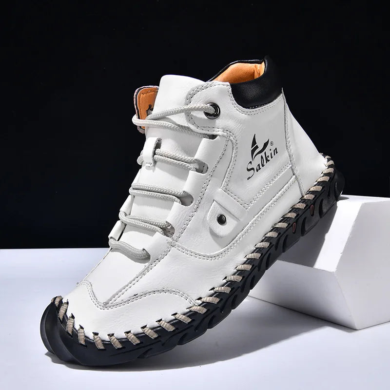 New 2025 Handmade Men Boots Design Sneakers Man Outdoor Casual Leather Men Shoes Ankle Boots Fall Breathable Hot Sale Men Shoes