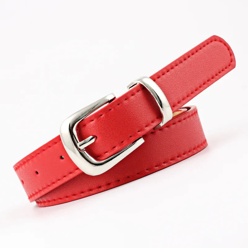 2.4X105cm Women Belts PU Leather Simple Metal Buckle Belt Girls Dress Jean Pants Waistband Belts for Lady Luxury Designer Brand