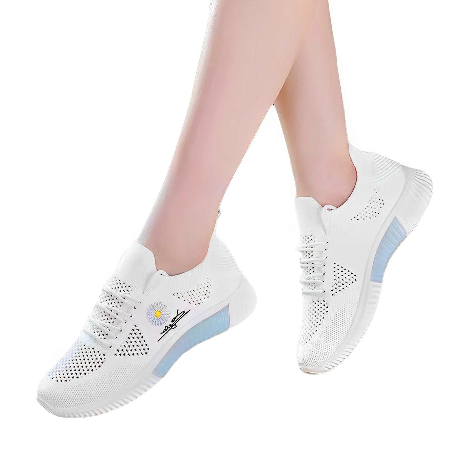 Women Lace Up Mesh Sneakers All Match Walking Shoes Outdoor Sneakers for Office Home Outdoor Wear