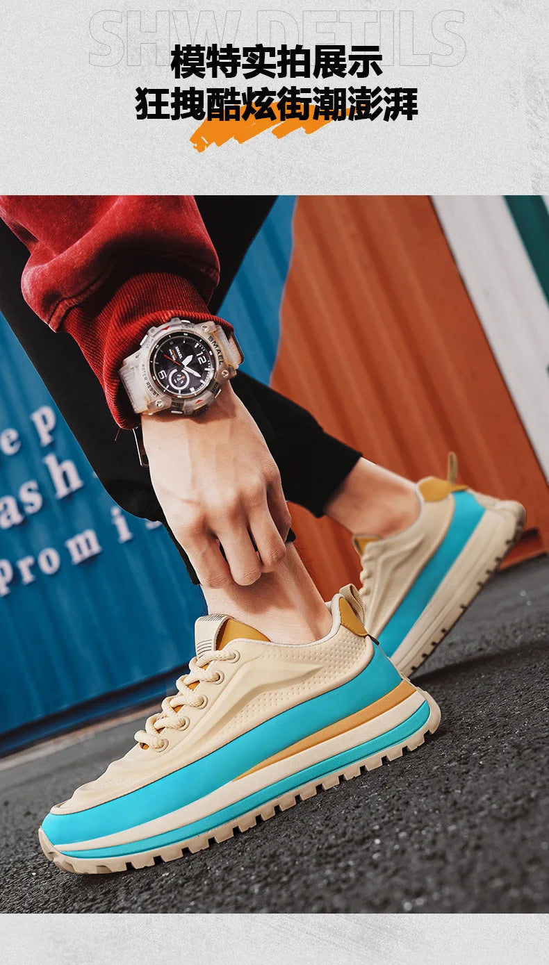 New Shoes for Men Chunky Sneaker Thick-soled Casual Sport Shoes Street Trend Colors Height Increasing Platform Shoes