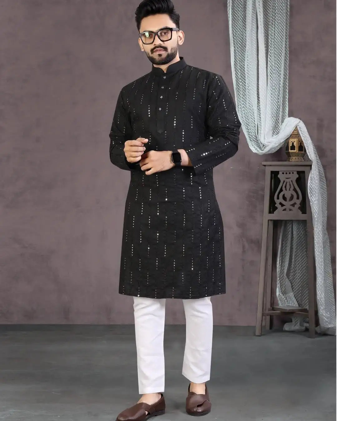 2025 Summer Men'S Digital Printed Kurta Vardha Regular Fit Mandarin Collar Long Kurtas Style For Men