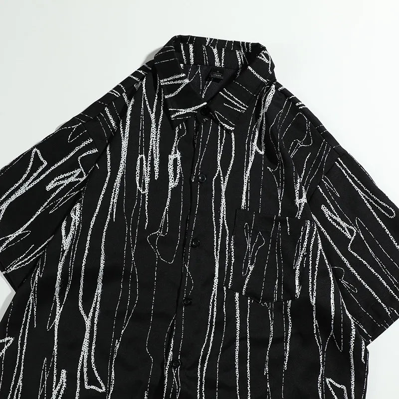 Stay Cool in Style Short Sleeve Men's Shirt Add Some Edge To Your Look with Our Short Sleeve Black Shirt for Men