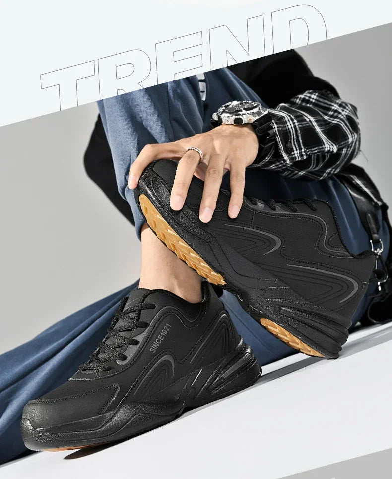 Men's Waterproof Leather Sneakers - Outdoor Walking Sports Shoes