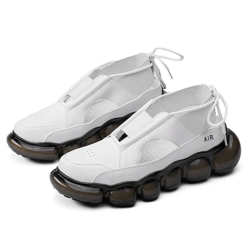 New popcorn cushioned soft sole coconut shoes low top casual sports shoes men's leather summer hollow fashion sandals