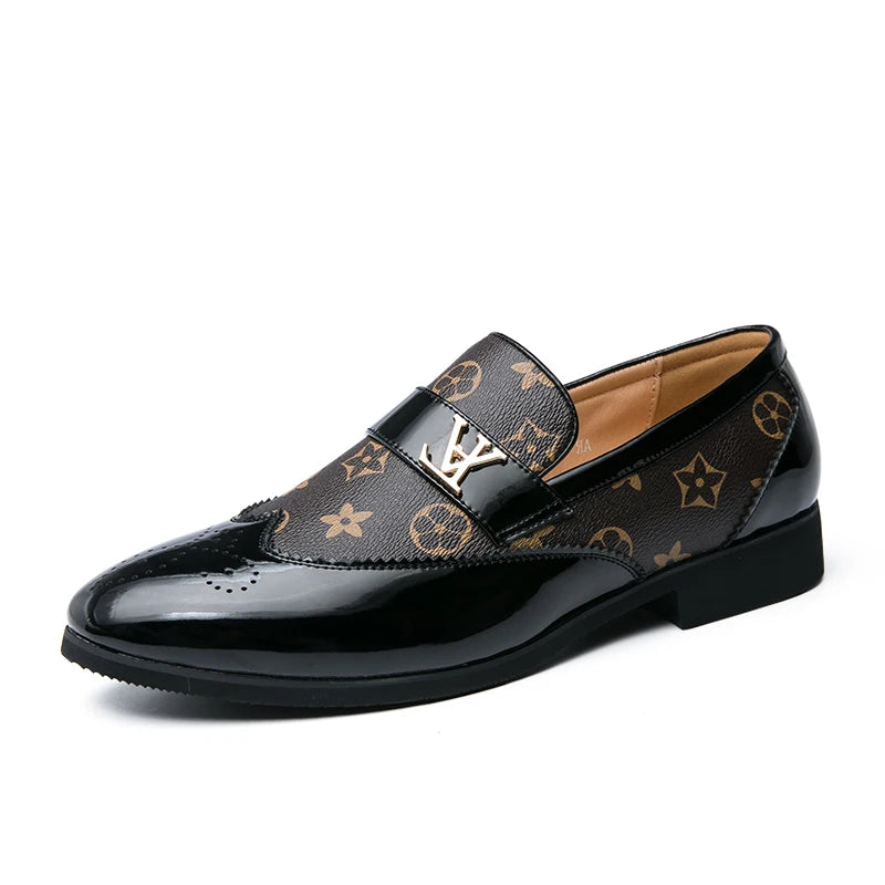 Doudou Shoes New Men's British Business Genuine Leather Slip-On Soft Leather Shoes Pointed Toe Hairstylist Versatile Trendy Shoe