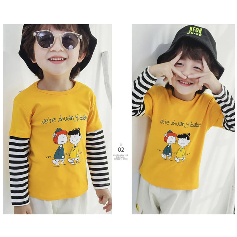 Kids T-Shirt Clothing Children's Clothes Cartoon Tops Long Sleeve Baby Clothing Autumn Winter Cotton Print Sweatshirt Boys Girl