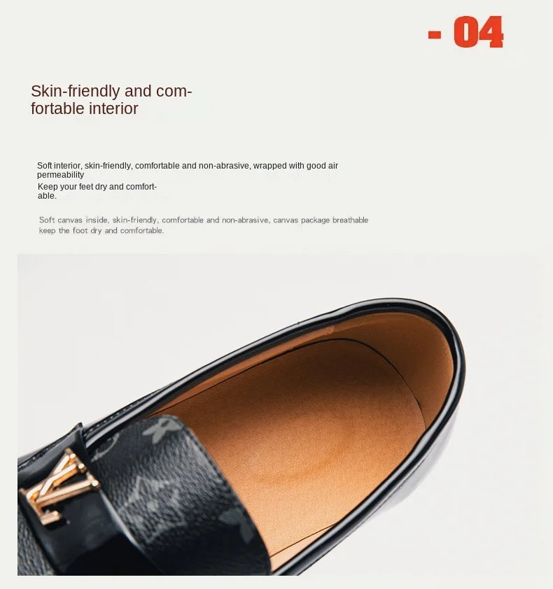 Loafers 2025 New Men's Shoes British Business Genuine Leather Slip-On Soft Surface Small Leather Shoes Pointed Toe Trendy Shoes