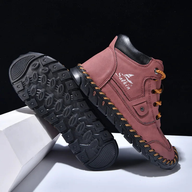 New 2025 Handmade Men Boots Design Sneakers Man Outdoor Casual Leather Men Shoes Ankle Boots Fall Breathable Hot Sale Men Shoes