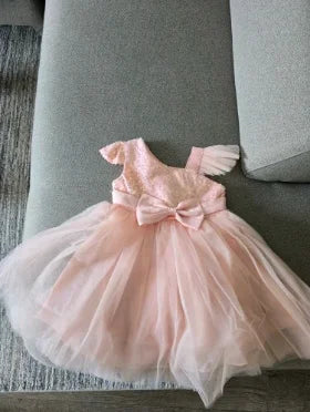 Toddler Baby Sequin Party Dresses Baptism Wedding 1 Year Birthday Bow Princess Dress For Baby Girl Tulle Bridemaid Gown Vestidos