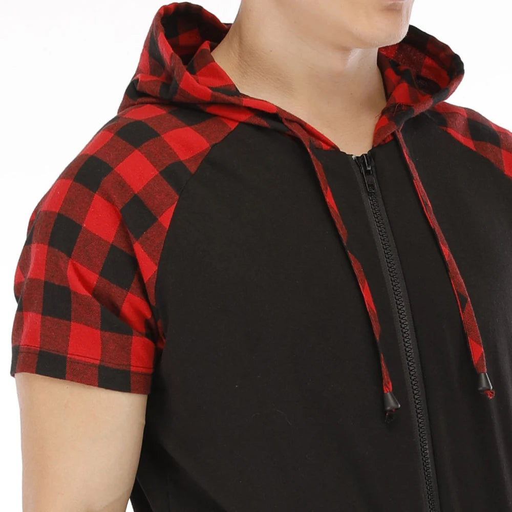 Men Short Sleeve Jumpsuit Sweatshirt Male Hoodies Zipper Overalls Bodysuit Rompers Short Pant Casual Home Wear Tracksuit Pajamas