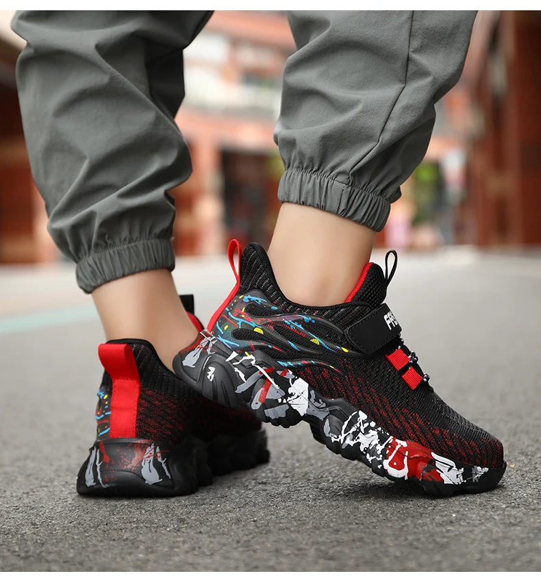 Autumn Children Fashion Sports Shoes High Quality Outdoor Sneakers Boys Girls PU Leisure Trainers Shoes Kids Casual Sneaker