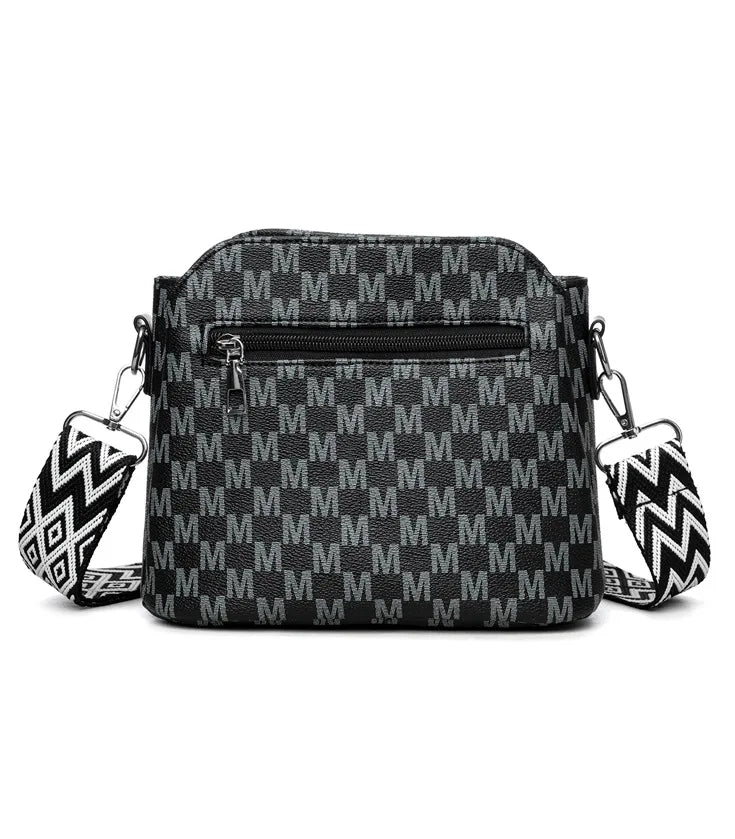 Synthetic Faux Leather Shoulder Bag For Women Retro Crossbody Bag with Golden "M" Monogram, Purse Work, Travel, Parties & Gifts