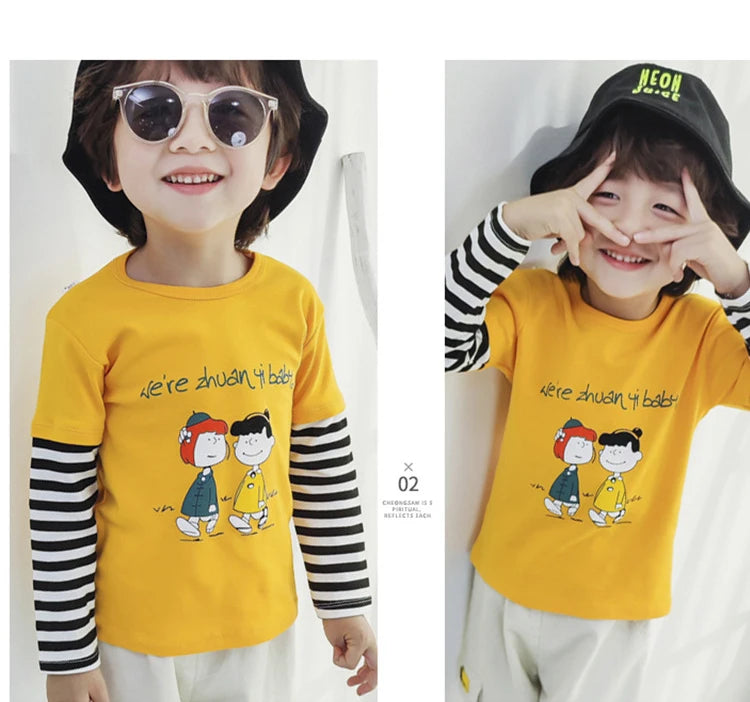 Kids T-Shirt Clothing Children's Clothes Cartoon Tops Long Sleeve Baby Clothing Autumn Winter Cotton Print Sweatshirt Boys Girl