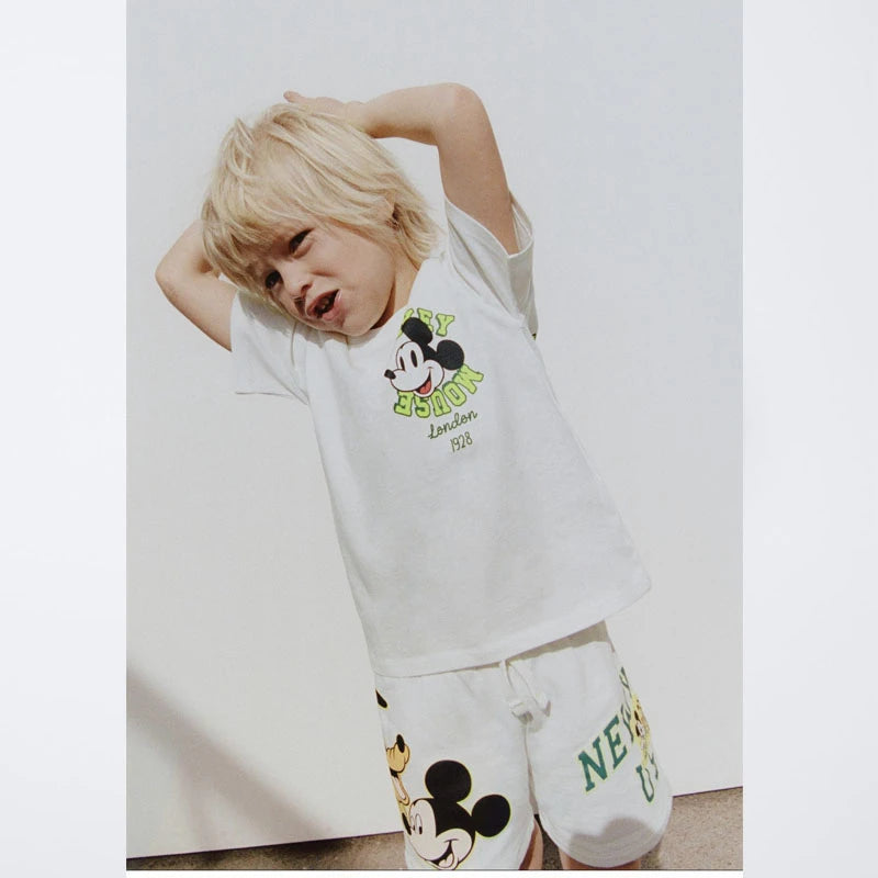 Boys Clothes Trendy Casual T-Shirt Short Sleeve Tops Child Simple Versatile Tees 2025 Summer Baby Print T Crewneck Base Shirt
