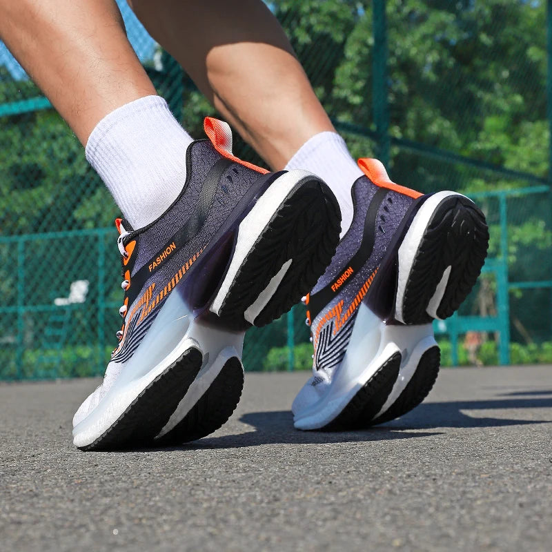 Air Cushion Carbon Plate Sports Running Shoes Men Breathable Lightweight Women's Comfortable Athletic Nonskid Sneakers