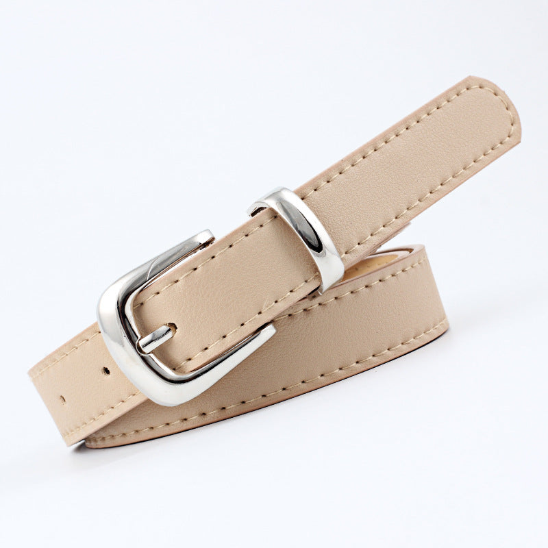 2.4X105cm Women Belts PU Leather Simple Metal Buckle Belt Girls Dress Jean Pants Waistband Belts for Lady Luxury Designer Brand