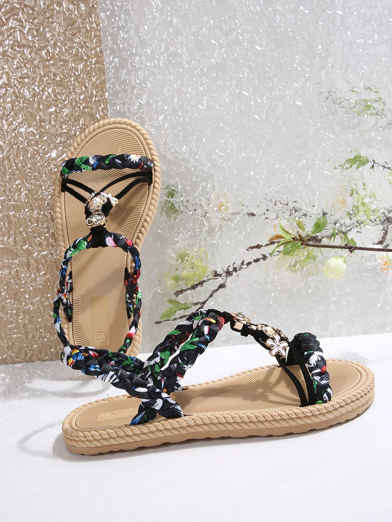 Handwoven sandals, ultra-lightweight and comfortable ethnic-style flat sandals
