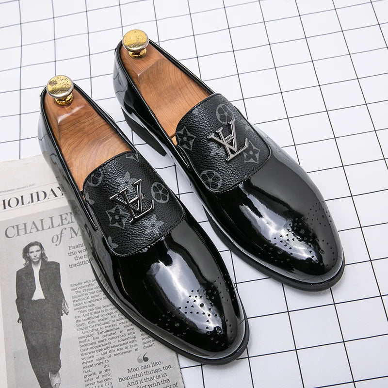 Men's Genuine Leather Tassel Loafers Black Formal Dress Shoes Slip-On Wedding Brogues 2025 Fashion Casual Loafers