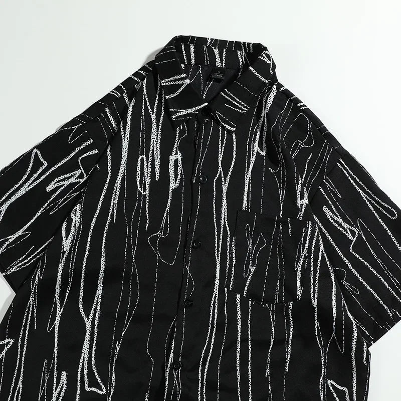 Stay Cool in Style Short Sleeve Men's Shirt Add Some Edge To Your Look with Our Short Sleeve Black Shirt for Men