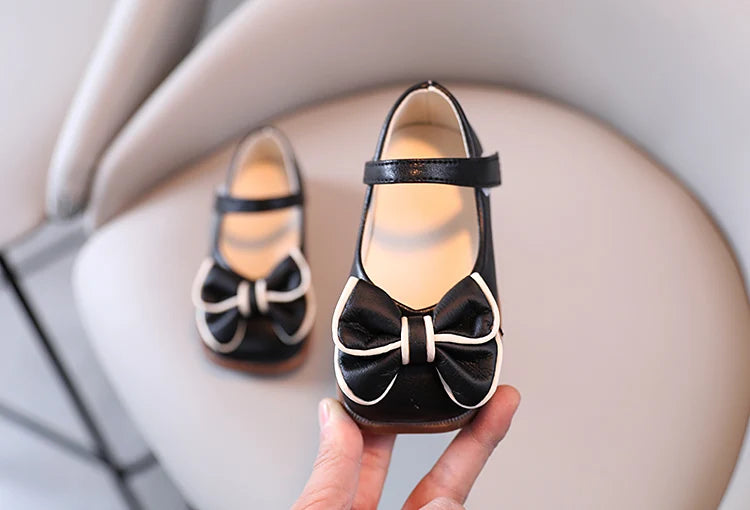 Spring and Autumn Children's Shoes, Small Leather Shoes  Casual Babies Square Mouth Shoes Bow Ties  Princess Shoes Single Shoes
