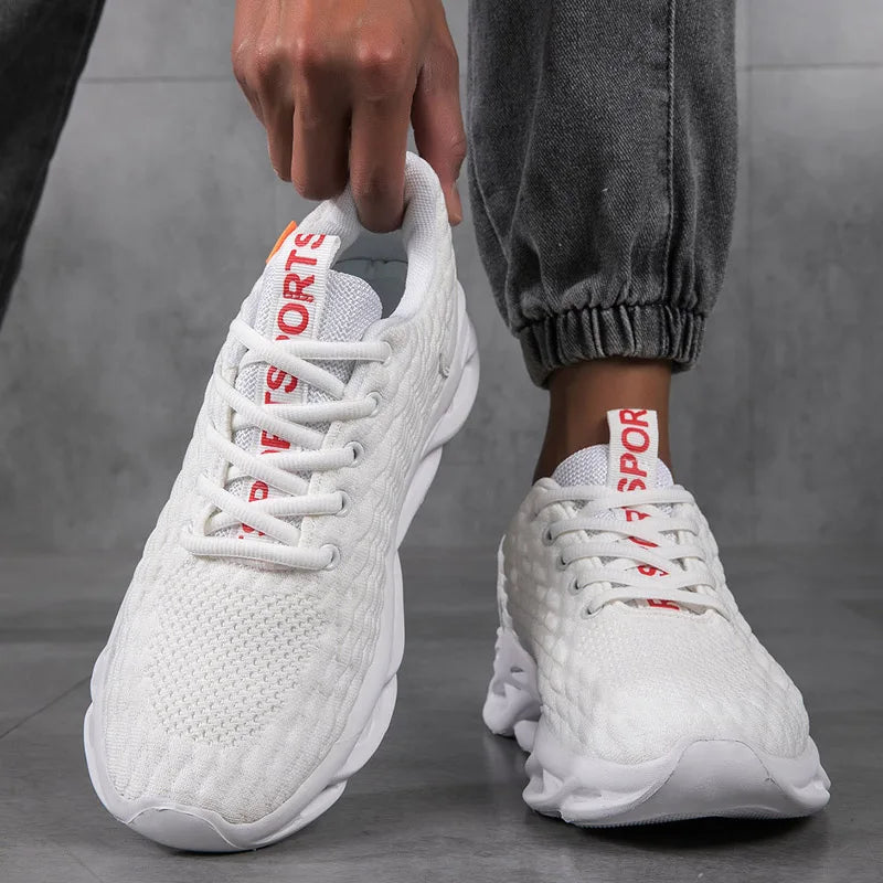 MAEDEF Summer Men's High Quality Sneaker Casual Sport Tennis Shoes Solid Color Breathable Lace-up Outdoor Running Training Shoes