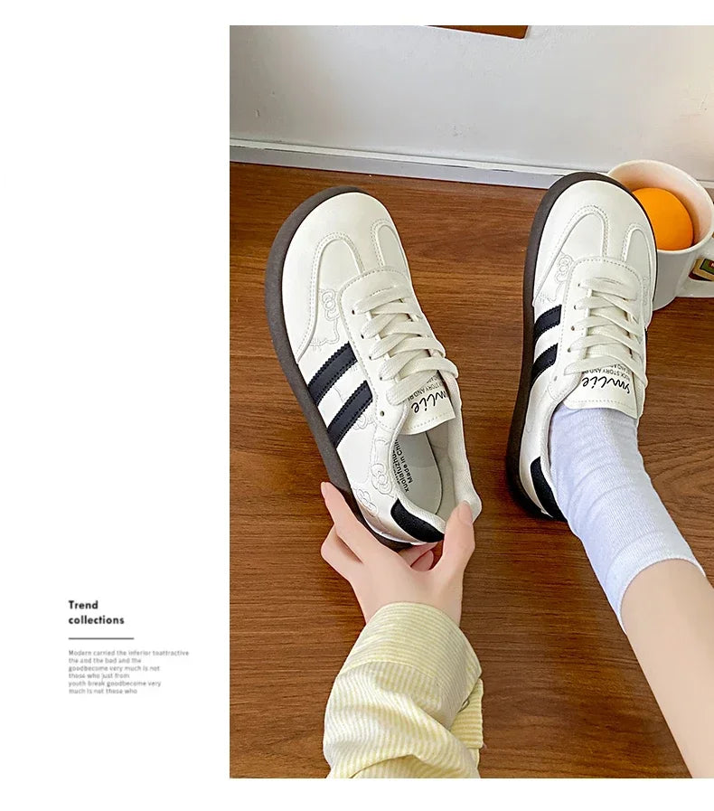 Women's Casual Outdoor Lace UpSport Shoes 2025 Spring Autumn Designer Korean Round Toe Sneakers Vulcanized Shoes Tenis De Mujer
