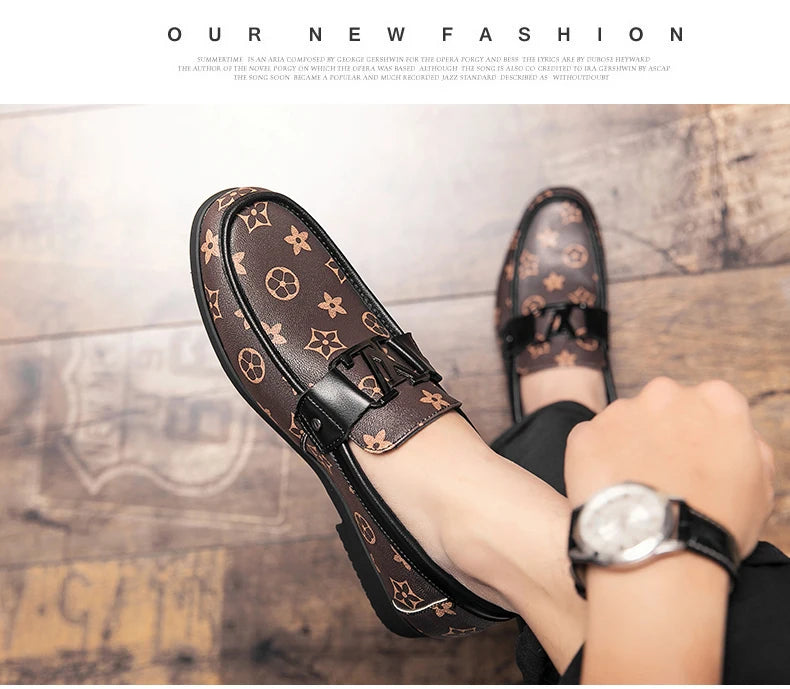 2025 New Genuine Leather Beanie Shoes Men's Casual Shoes Korean Style Trendy Lazy Shoes Light Luxury Personalized Big Brand Shoe