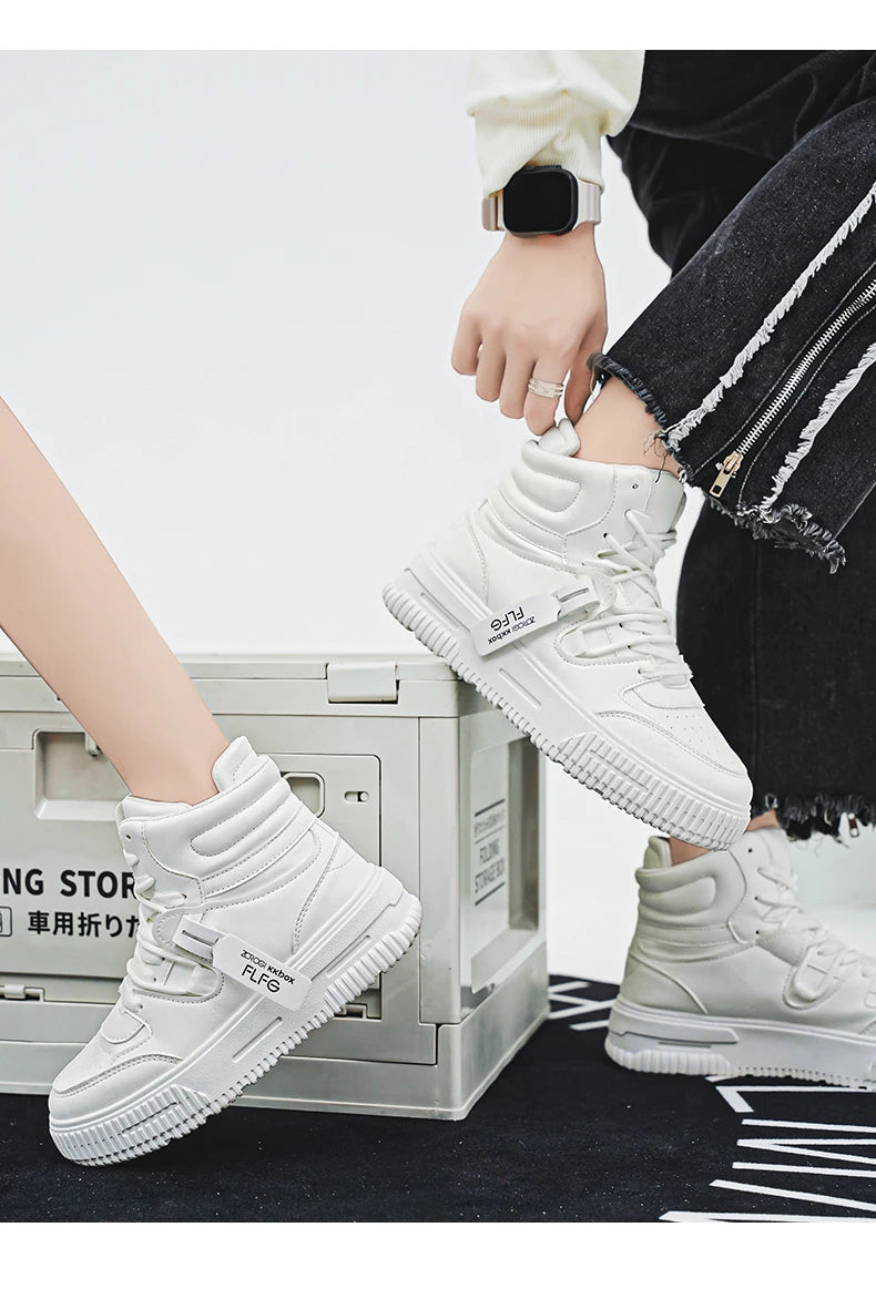 Casual Sneaker High-top Male Sneakers Loafers Shoes for Men Skateboard Sports and Leisure Wear-resistant Non-Slip All-match New