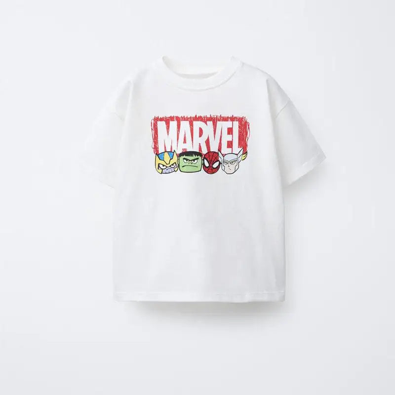 Boys Clothes Trendy Casual T-Shirt Short Sleeve Tops Child Simple Versatile Tees 2025 Summer Baby Print T Crewneck Base Shirt