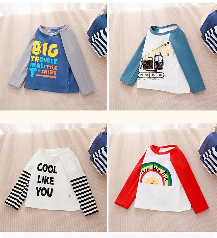 Kids T-Shirt Clothing Children's Clothes Cartoon Tops Long Sleeve Baby Clothing Autumn Winter Cotton Print Sweatshirt Boys Girl