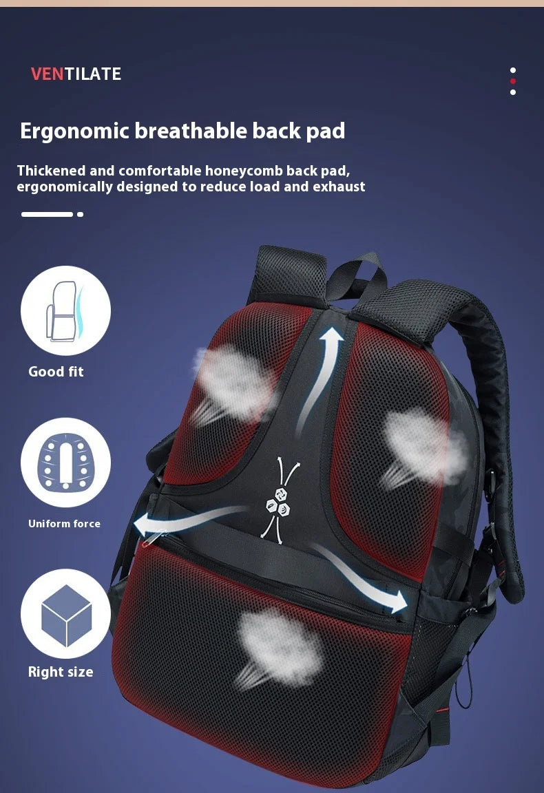 Backpack, male student backpack, computer bag, travel large capacity, thick, handsome, durable, dirt resistant
