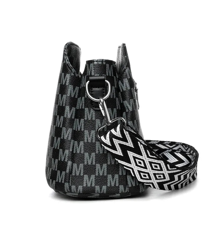 Synthetic Faux Leather Shoulder Bag For Women Retro Crossbody Bag with Golden "M" Monogram, Purse Work, Travel, Parties & Gifts