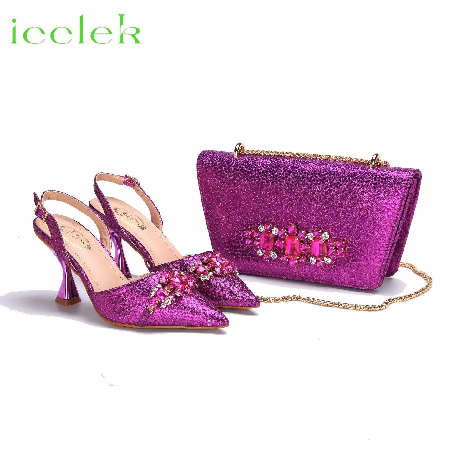 New Arrivals Special Design Pink Color African Women Shoes and Bag Set Pointed Toe Sandals for Wedding Party