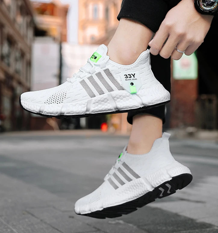 Breathable Mesh Men Shoes Trendy Lightweight Walking Flats Plus Size Male Tennis Sneakers Outdoor Running Fitness Shoes 2024