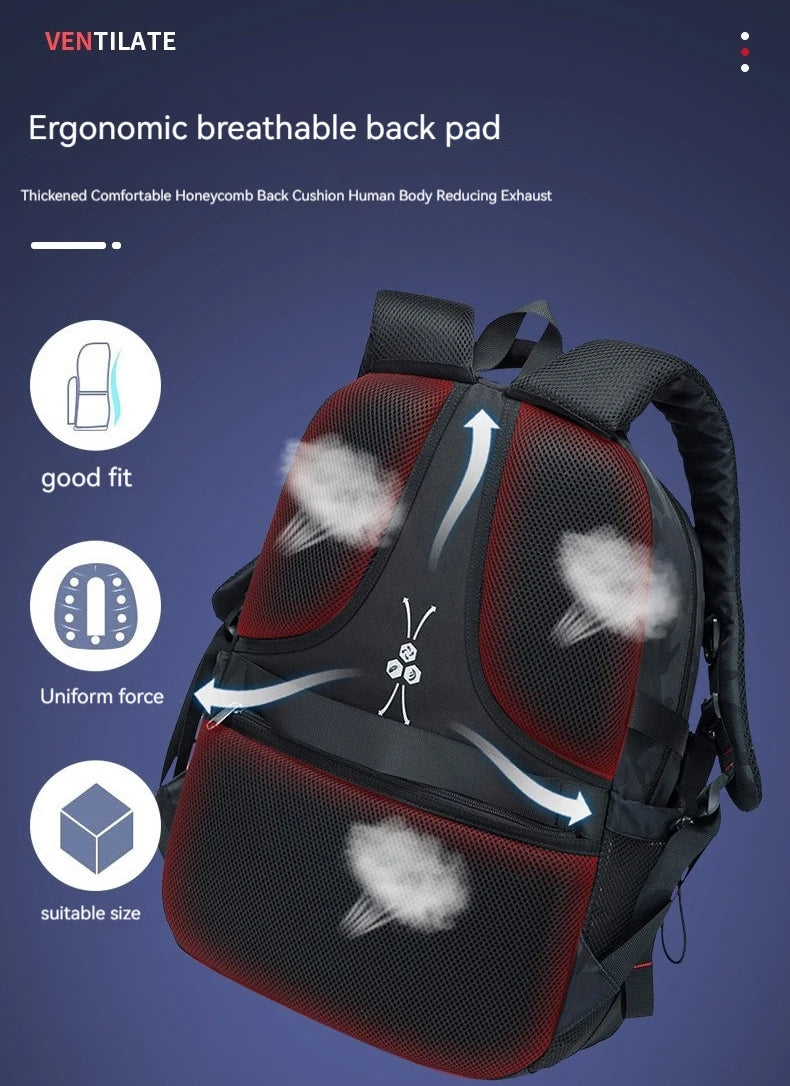 Backpack, male student backpack, computer bag, travel large capacity, thick, handsome, durable, dirt resistant