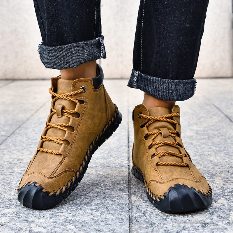 New 2025 Handmade Men Boots Design Sneakers Man Outdoor Casual Leather Men Shoes Ankle Boots Fall Breathable Hot Sale Men Shoes