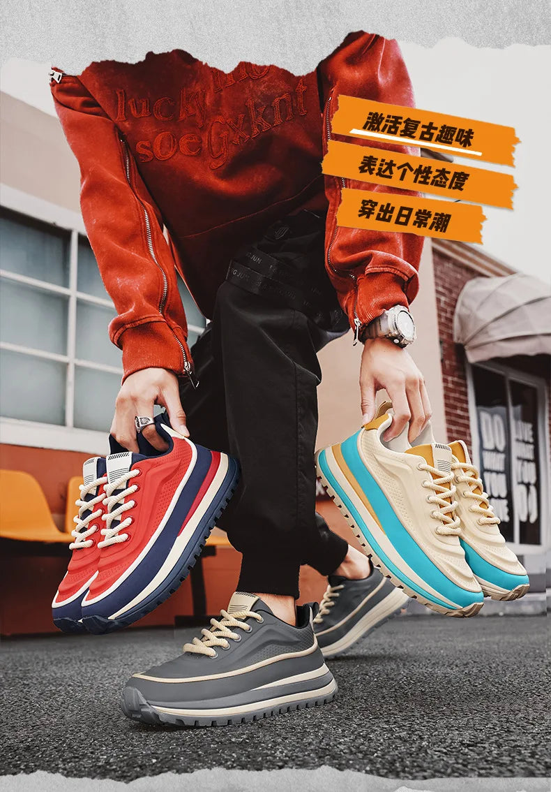 New Shoes for Men Chunky Sneaker Thick-soled Casual Sport Shoes Street Trend Colors Height Increasing Platform Shoes
