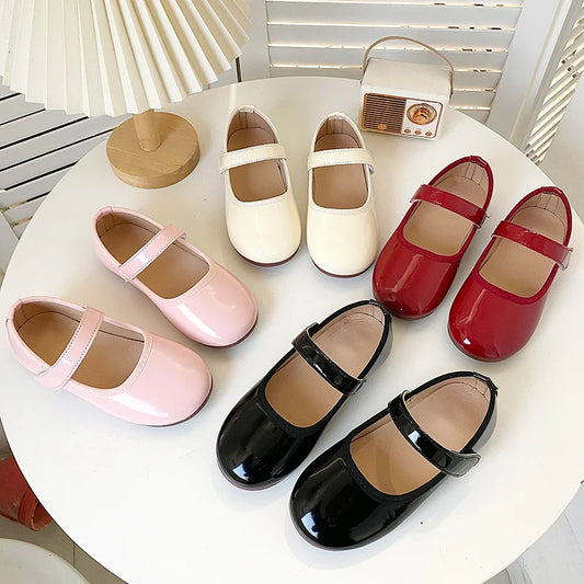 Children Princess Shoes Solid Color Concise Style Leisure Kids Flat Shoe Patent Leather Soft Flexiable Spring Girl's Shoe 27-36