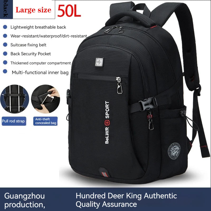 Backpack, male student backpack, computer bag, travel large capacity, thick, handsome, durable, dirt resistant