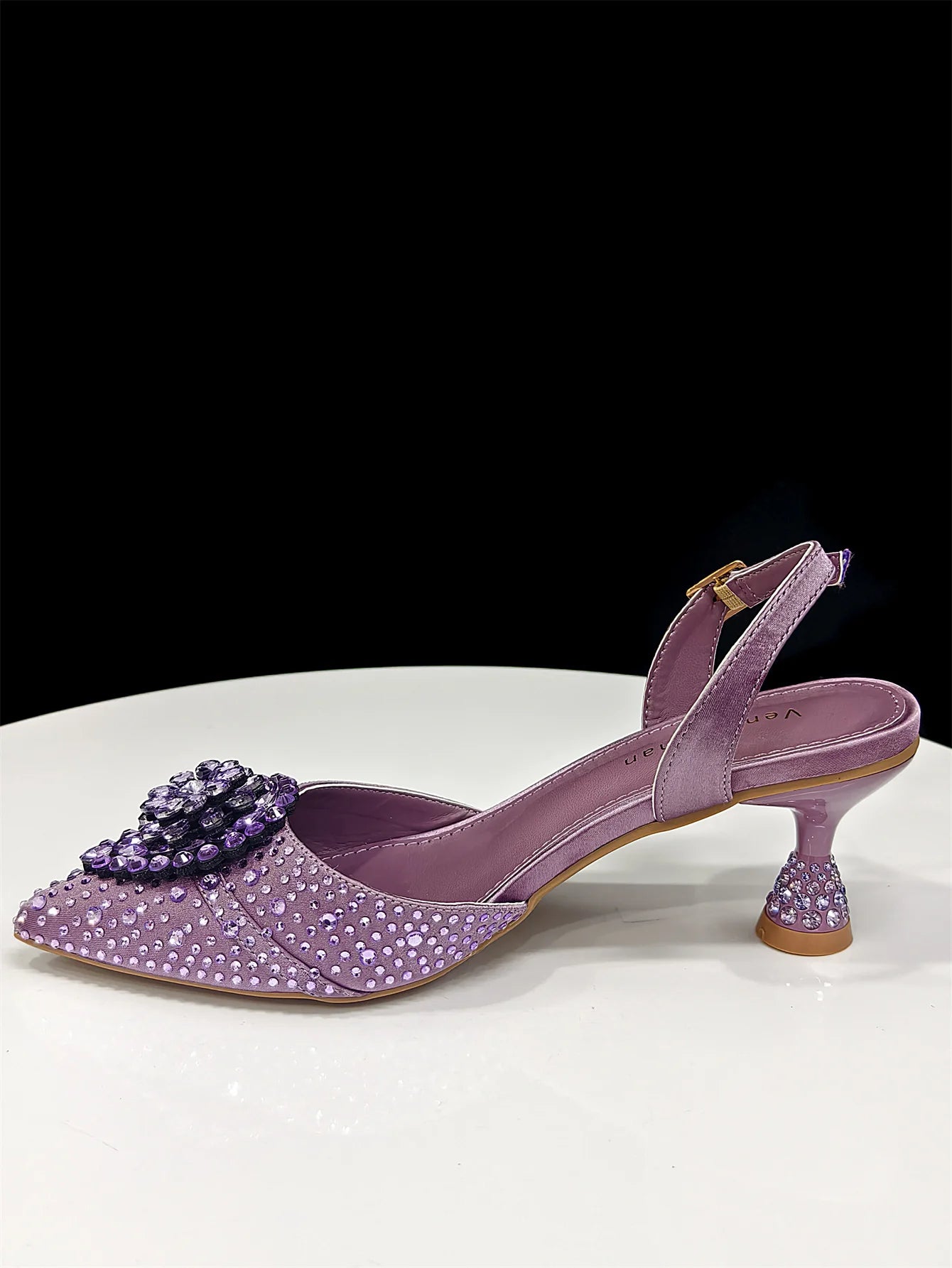 Pointed Toe High Heels Sandals for Women 2025 Elegant Blue Diamond Pumps Italian Shoes and Bags Matching Set