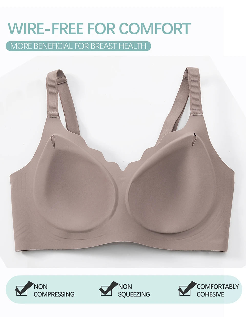 Women's Push Up Soft Bra Removable Padded Non Wired Bra Comfort Seamless Full Coverage Everyday Bra Underwear For Women