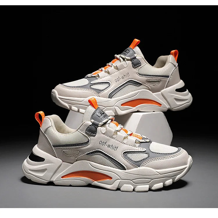 Summer 2025 New Men's Woven Mesh Running Shoes Breathable Elevated Chunky Sneakers Fashionable Korean Style Trendy