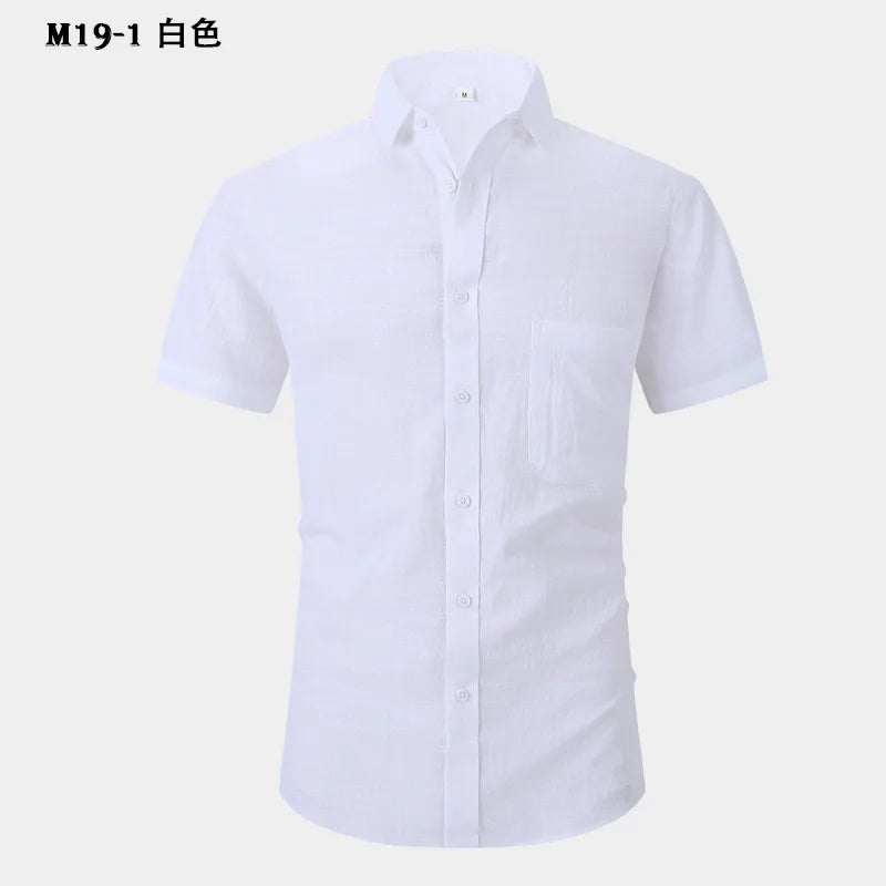 Men's short-sleeved shirts are casual, trendy, comfortable, cool on the street, versatile, simple and slimming in summer