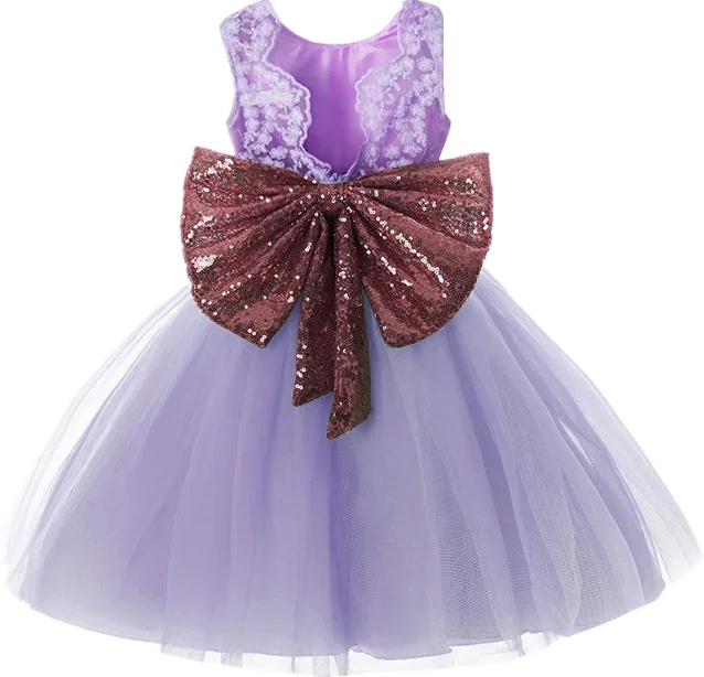 Toddler Baby Sequin Party Dresses Baptism Wedding 1 Year Birthday Bow Princess Dress For Baby Girl Tulle Bridemaid Gown Vestidos