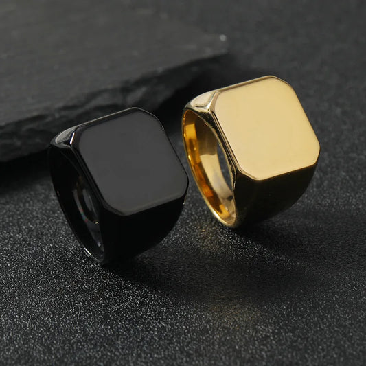 1 stylish and exquisite polished large square stainless steel ring, suitable for both men and women to wear as a gift